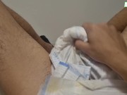 ABDL Diaper MAN In Socks Jerking off And Cumming