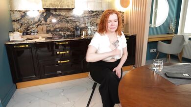 Chubby redhead stepmom gags stepson with thick cock facial flood
