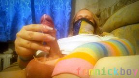 Chubby sissy femboy cumming big load