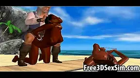 Two Sultry Black Goddesses Devour Cock Ride Hard in Steamy 3D Action