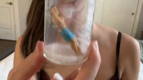 Giantess Jizz on a tiny in a jar Cuckcold