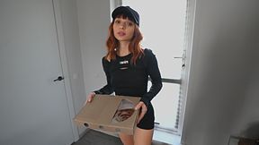 Sexy student devoured my pizza, her tight pussy&#x270C; now occupied by my throbbing member
