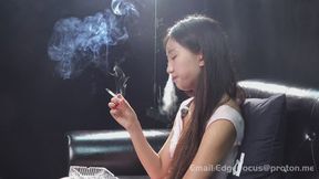 Elegant Asian Beauty Answers Intimate Smoking Q&A While Inhaling Deeply — NA1 HD
