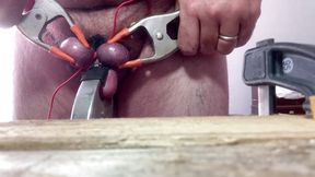 Upside down purple balls and clamped