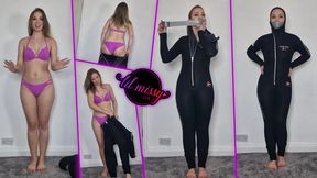 Lil Missy UK in Pink Bikini, Wetsuit And Wrap Gag