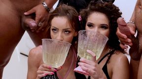 behind the scene from insatiable bunnies giih spanic and bruna santos fisting each other s ass before hot 5 on 2 with dap ,footjob , prolapse and drinking loads of pee