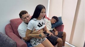My husband takes a break and the visitor fucks me very well.
