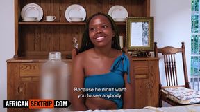 This shy EBONY TEEN VIRGIN came in acting so pure... I revealed her true desires