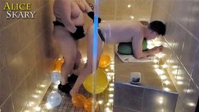 Pegging Strap-On In A Steamroom Full Of Balloons with Alice Skary and Spoon - hd mp4