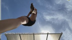 Slow motion - POV: Giantess Workout with Dirty Feet