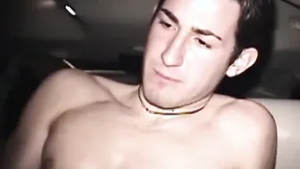 Amateur jock fucks sex doll in car then jerks big cock