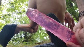 Sex toy man outdoors solo