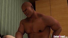 Trans woman deep throats bbc in club backroom