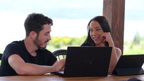 enticing babe cara mella gets her pussy and ass slammed dp style during summer business trip gp3294