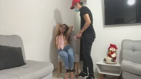 tickling the blonde until she pees in her pants