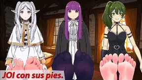 Frieren, Fern & Ubel Give Foot JOI pleasures in Anime Bliss