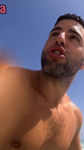 Having Fun with Italian Bubble Butt in a Nude Beach