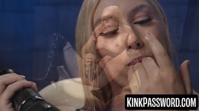 Busty blonde Kay Lovely squirts while she is dildo machine fucked