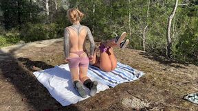 two lesbians caught sunbathing naked and fucked