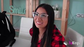 Cute Latina Lara Rey deep throats and screams for more cock