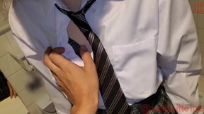 Short-haired Girl Having Raw Sex in a Public Toilet