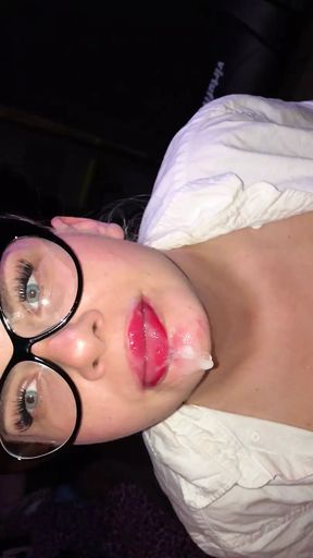 Big tits milf cum swallow
