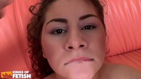 chick with curly hair gets her wet pussy smashed in hot threesome