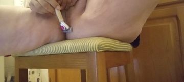 53 Year Old Amateur Shaves Her Hairy Pussy Closeup - Part 1