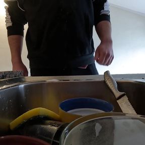 Washing Dishes with Pee and Cum