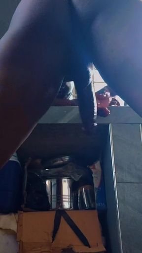 House Boy Maid Jerking off to Millionaire Madam Being Pounded and Rimmed by Her Coworker