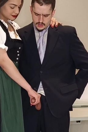Wearing a Traditional Austrian Dirndl She Jerked Him off