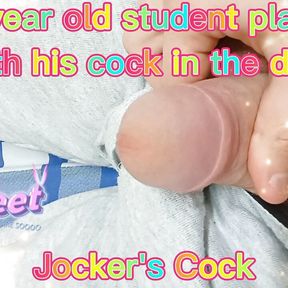 18 year old student playing with his cock in the dorm