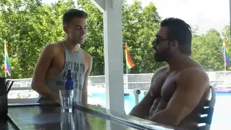 A muscular stud dominates a young twink in bareback action