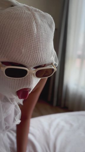 White Masked Bride Ass up Doggy Tease