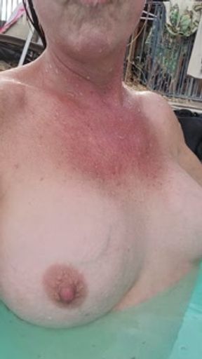 Naked swimming &amp; smoking naughty American Milff