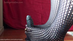 Fishnet Footjob on dildo