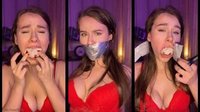 Gray Duct Tape Gag with Dirty Socks