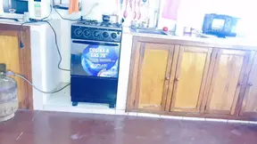 Perverted busty girlfriend masturbates in the kitchen and spills milk on her beautiful body - how kinky