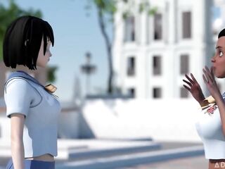 Comics Sex College Clip 8 - Large Titty Bffs Practice Scissoring Jointly at Anime Sex University