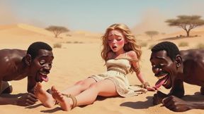 Blonde Goddess Receives Foot Worship from African Tribe