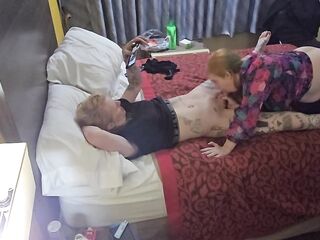 Curvy MILF sucks hot golden-haired Trans woman