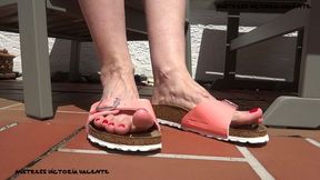 Shoeplay on the garden terrace - apricot Birkis Part 3