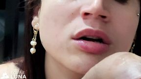 Blond babe slobbery fellatio&#x1F61C; on a massive meatstick!