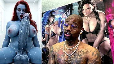 X-Men Mystique’s Large Cummy Cock Cumming All Over Herself, AI Generated