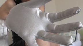 Long, Shiny Silver Satin Gloves Turn You on so Much - Lady Victoria Valente