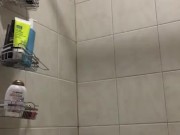 Unedited Milkymama smokes in tub stretching throat&pussy with dildo
