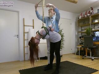 Shibari play - vagina rope predicament & flogging