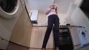 Chelsea Tramples Her Slave With Her Wood Wedge Shoes FLOOR CAM