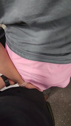 Pink shorts tease at work
