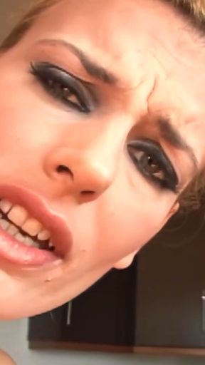 A fair-haired woman with a flawless posterior engages in interracial sexual activity and consumes fluids.   Clip 1
